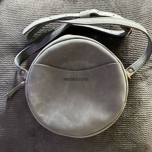Portland Leather Large Circle Crossbody, Color: Storm
